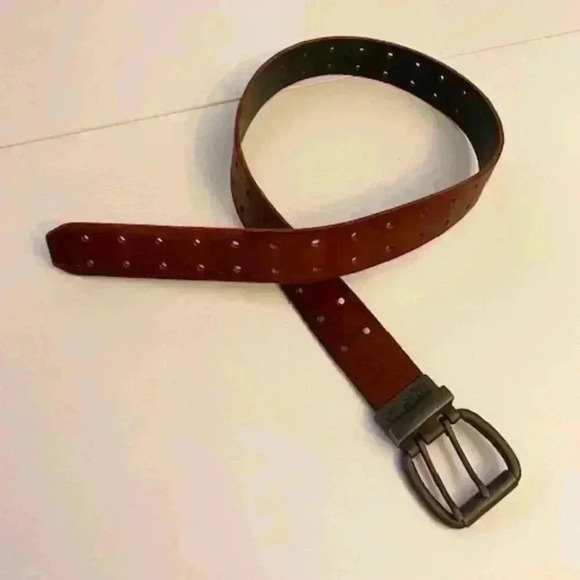 FOSSIL Vintage 54 Genuine 2 Hole Belt with Brass Tone Buckle Made in India. - Picture 1 of 9